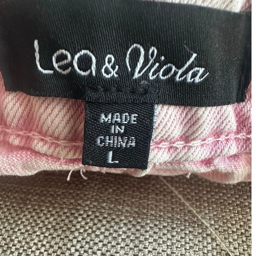 Lea & Viola Large Denim Acid Washed Pink Distressed Cotton Mini Jean Skirt - Picture 2 of 7
